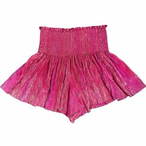 QUEEN OF SPARKLES Hot Pink Pleated High Waist Swing Shorts